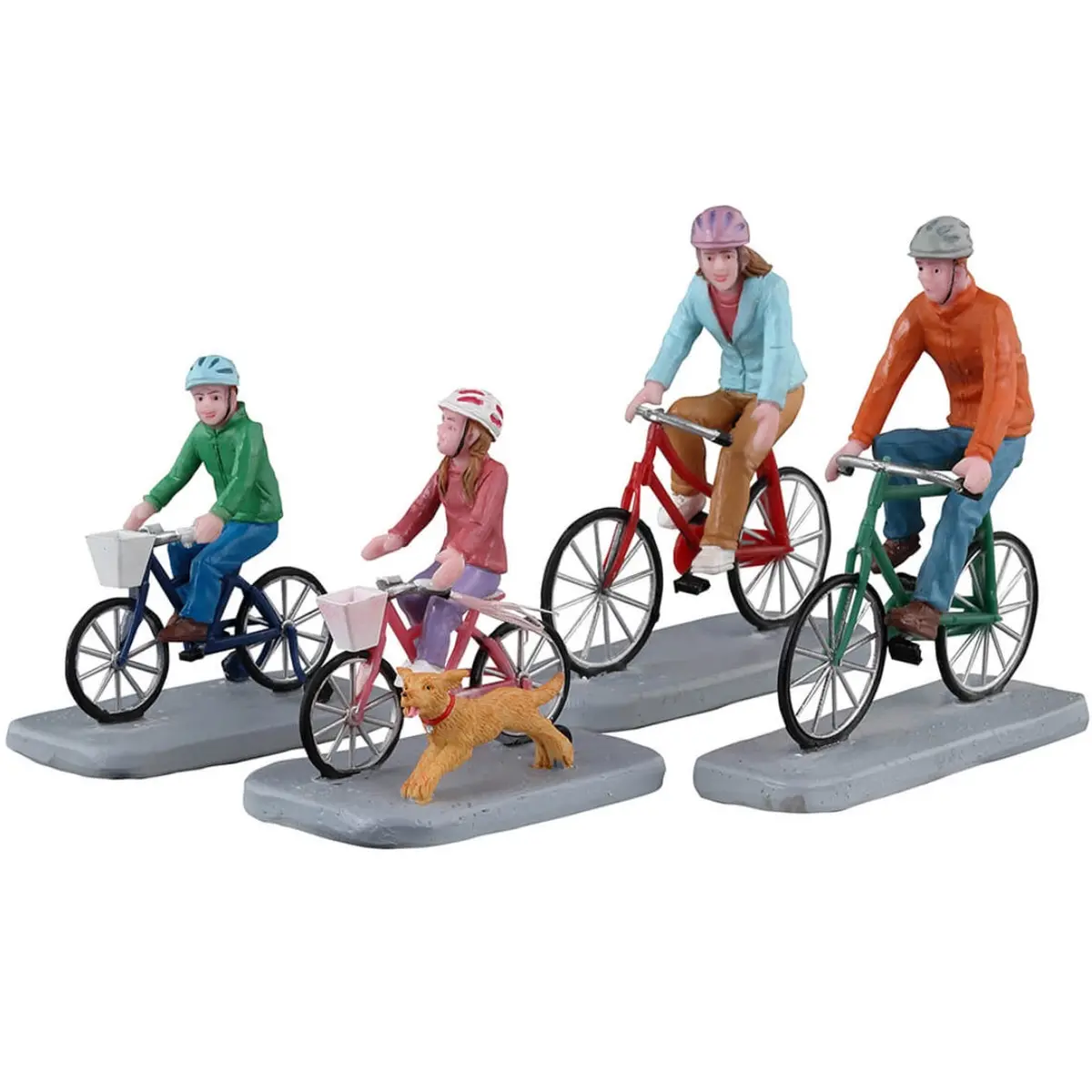 Lemax Caddington Village Figurines: Family Bike Ride, Set Of 4 #32220 1