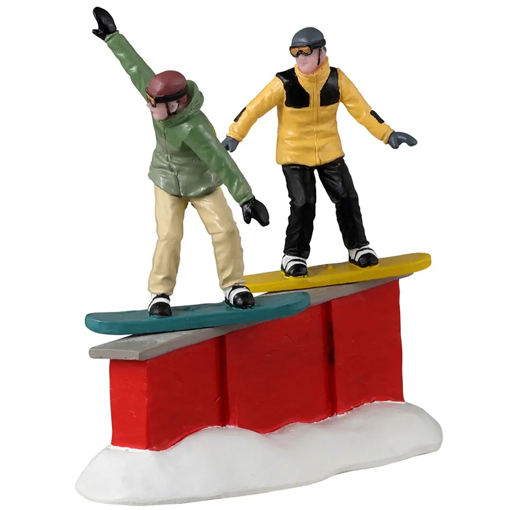 Lemax Vail Village Figurine: Snowboard Sliders #32224 1