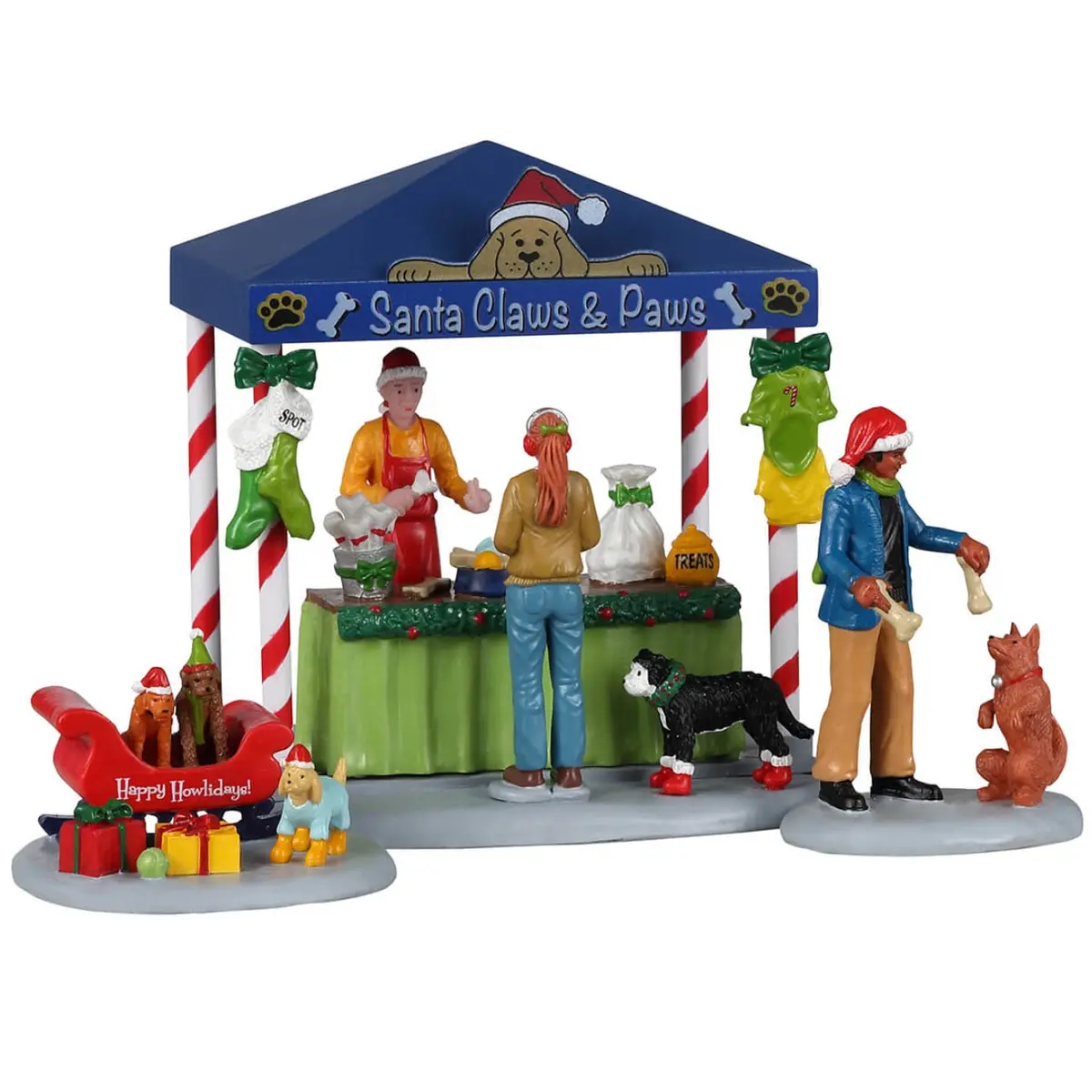 Lemax Caddington Village Table Pieces: Santa Claws & Paws, Set Of 3 #23606 1