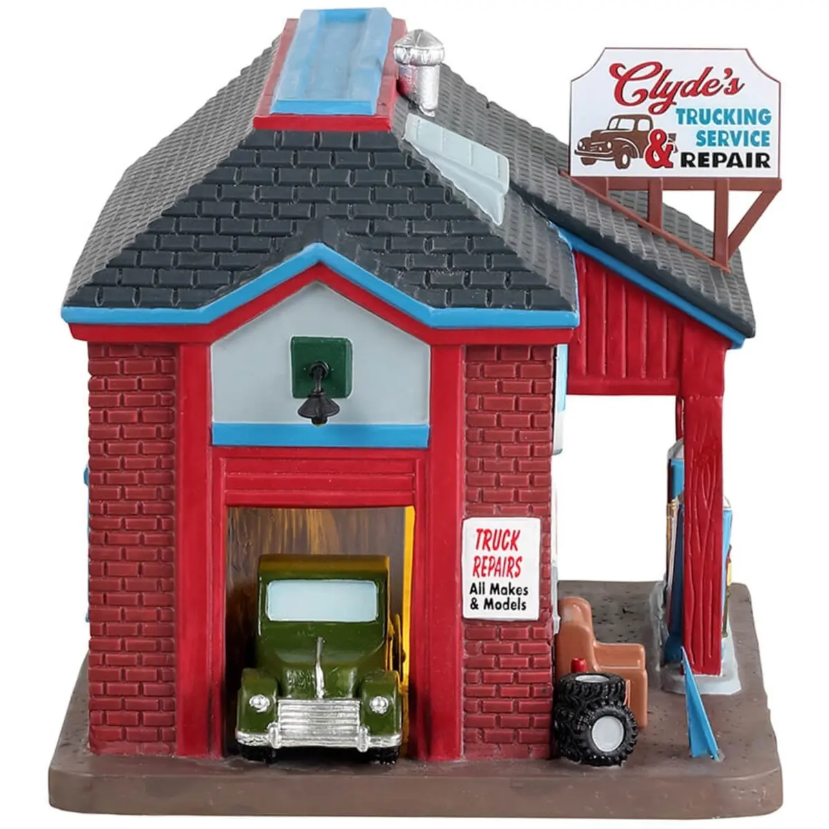 Lemax Harvest Crossing Lighted Building: Clyde's Trucking Service & Repair #35054 2
