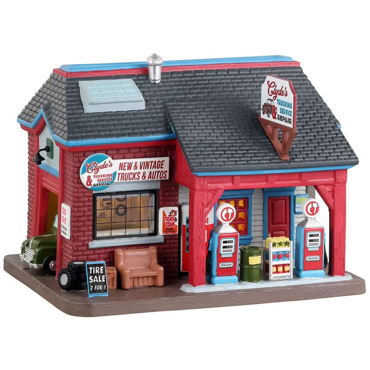 Lemax Harvest Crossing Lighted Building: Clyde's Trucking Service & Repair #35054 1