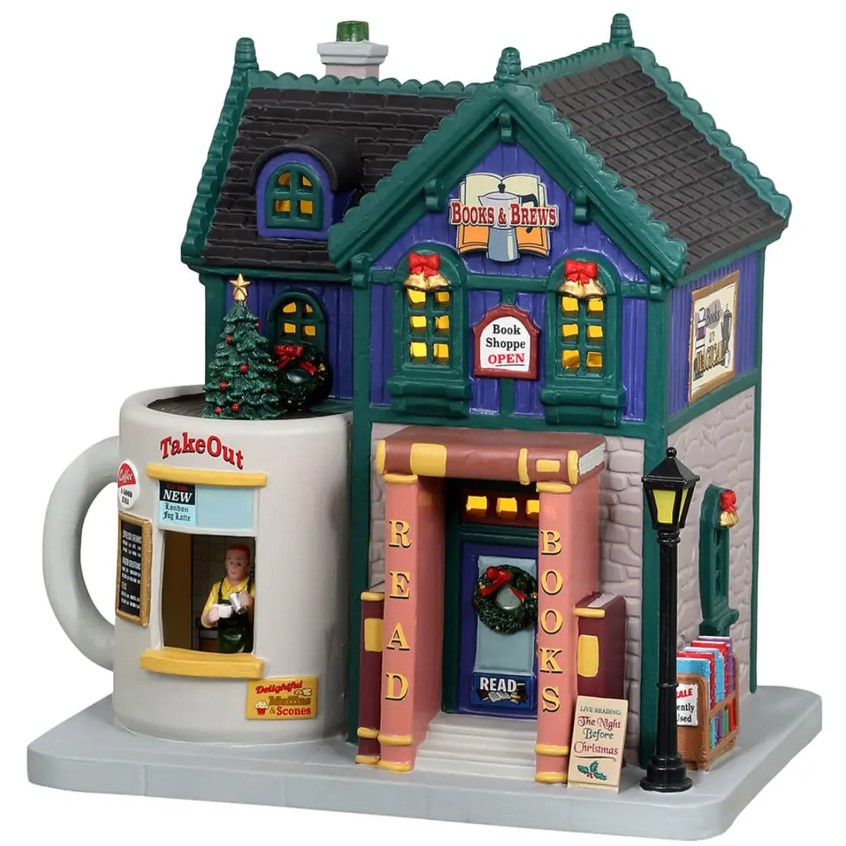 Lemax Caddington Village Lighted Building: Books And Brews Café #35038 1
