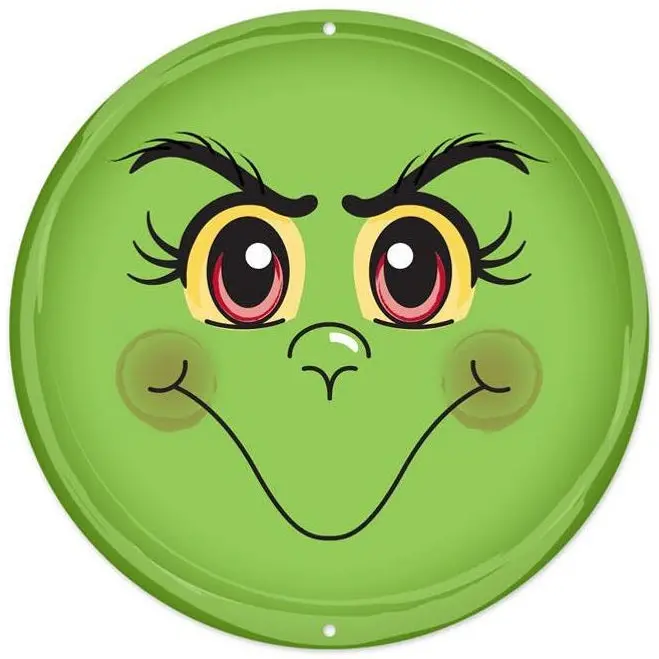 8" Metal Grinch Face Sign 1