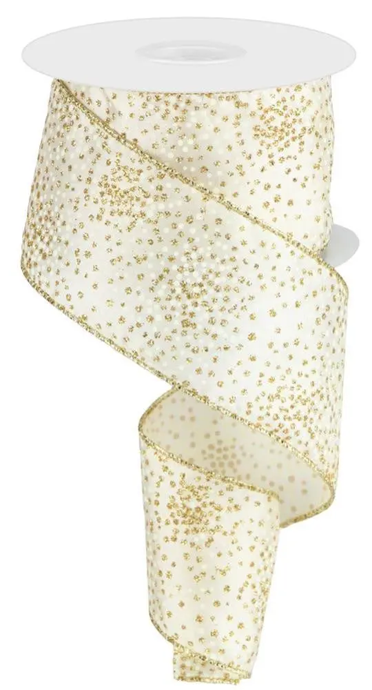 10 Yards Of Glitter Dots Satin Ribbon 1