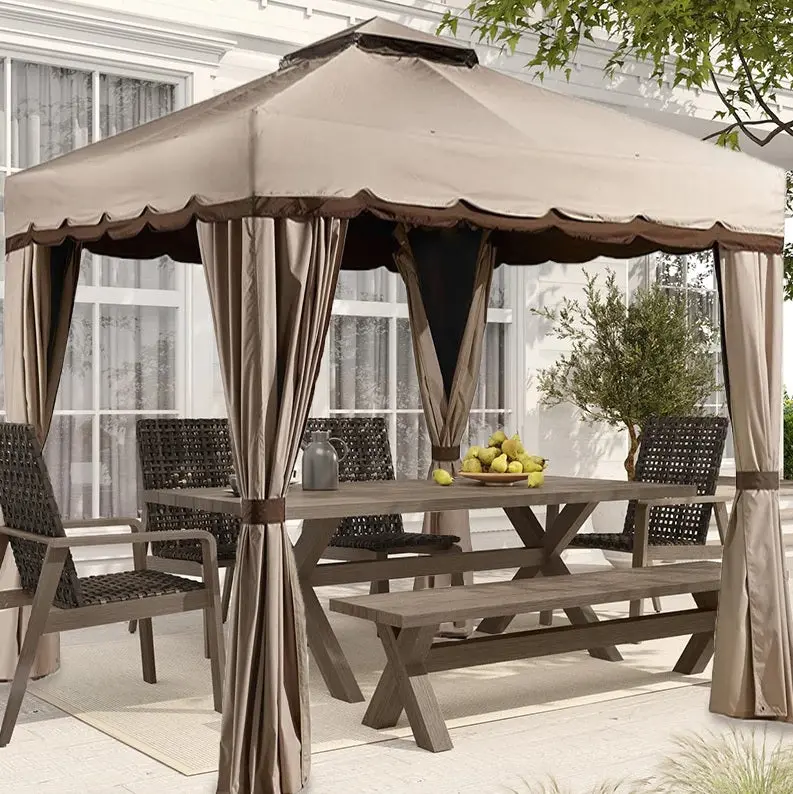 10' X 10' Rivel Soft Top Gazebo With Netting And Curtains By Sojag 1