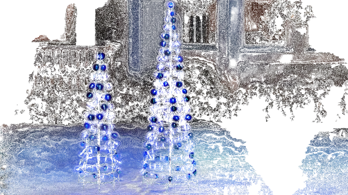 Set Of 2 Wire Cone Trees With Blue Twinkling Led Lights 1