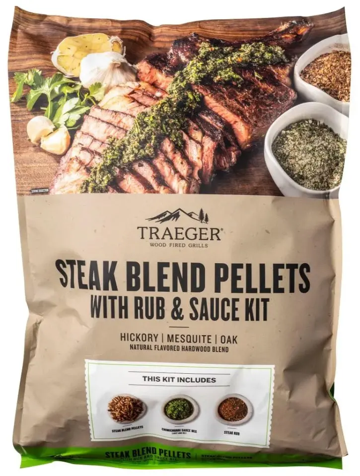 Traeger Steak Blend Pellets With Rub & Sauce Kit 1