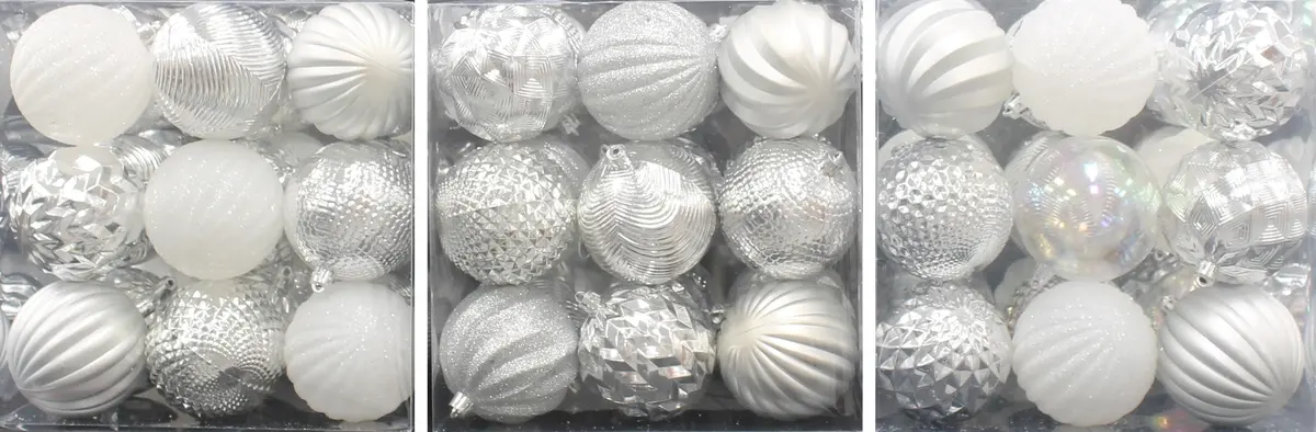 30-Pack Of 70Mm Silver Ornaments 2