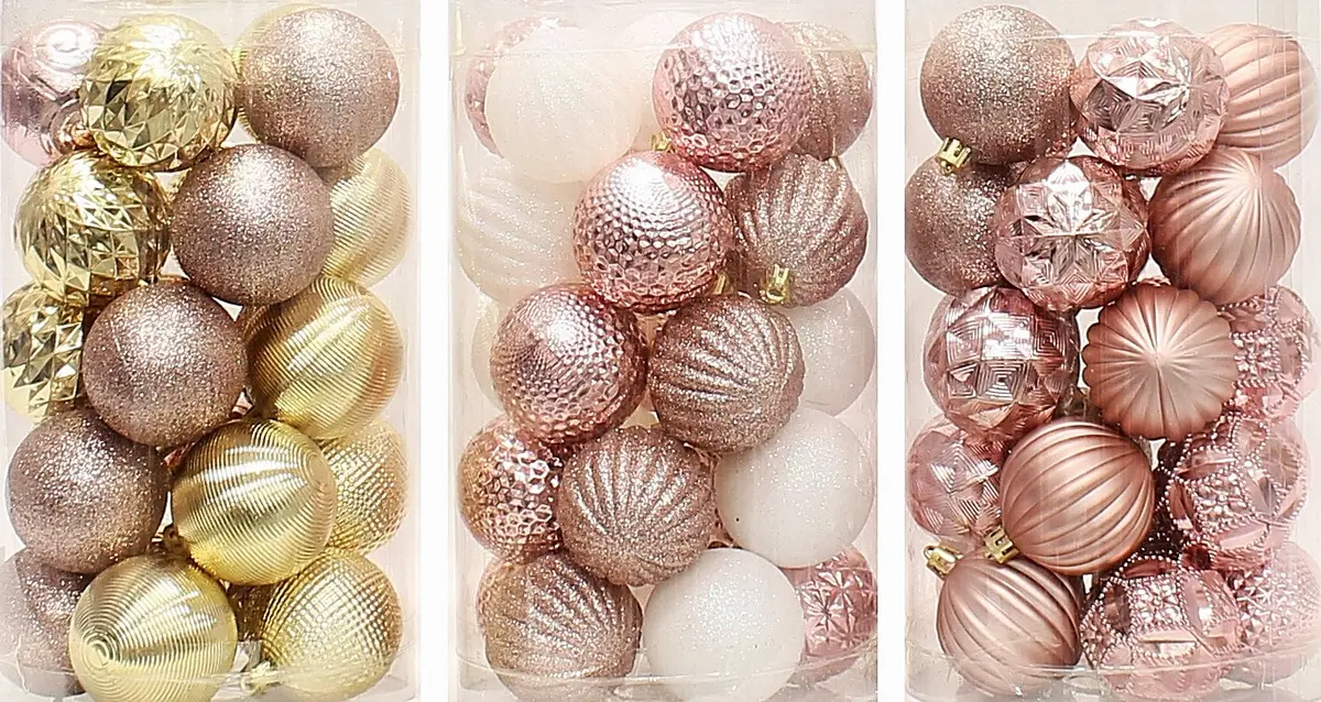 25-Pack Of 60Mm Gold & Rose Gold Ornaments 1