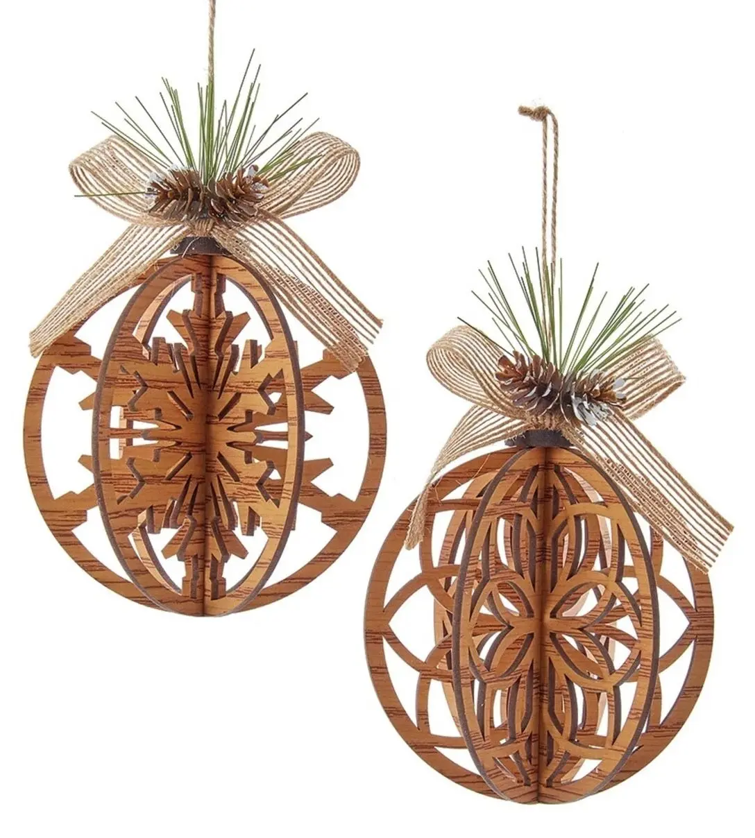 6.75" Wooden Cut-Out 3D Ball Ornament 1