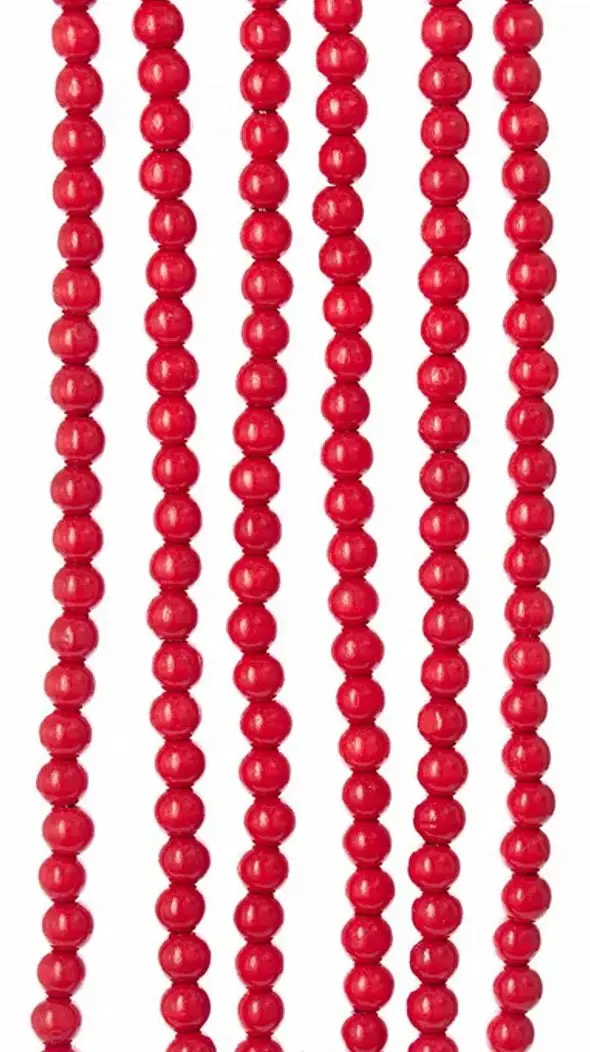 9' Wooden Red Beaded Garland 1
