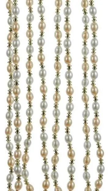 9' Ivory And Gold Beaded Garland 1