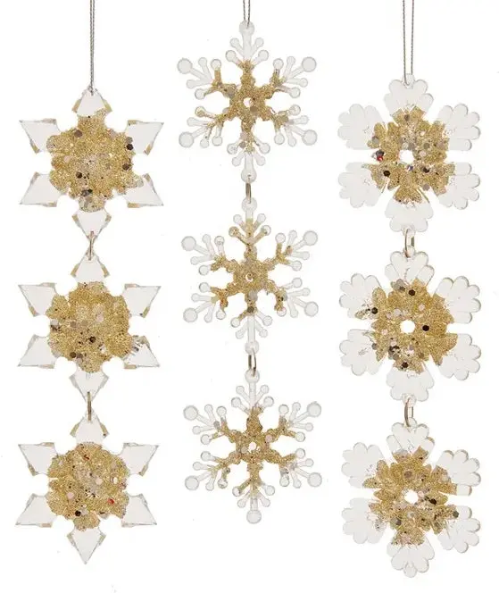 8.2" Light Gold And Clear Snowflake Ornament 1