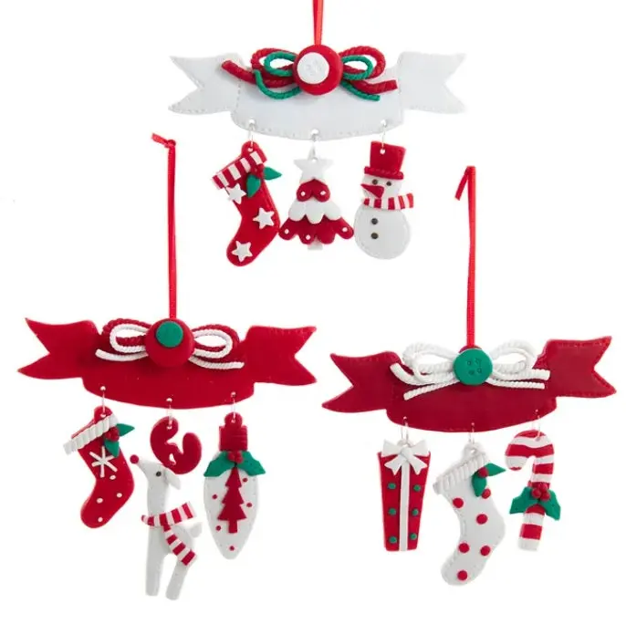 Red And White Christmas Dangle Ornament For Personalization 1
