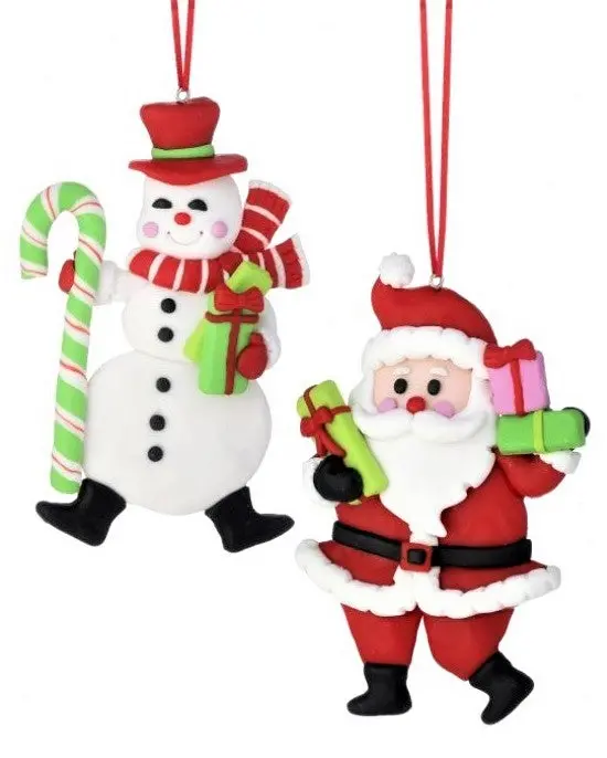 5" Claydough Santa/Snowman Ornament 1