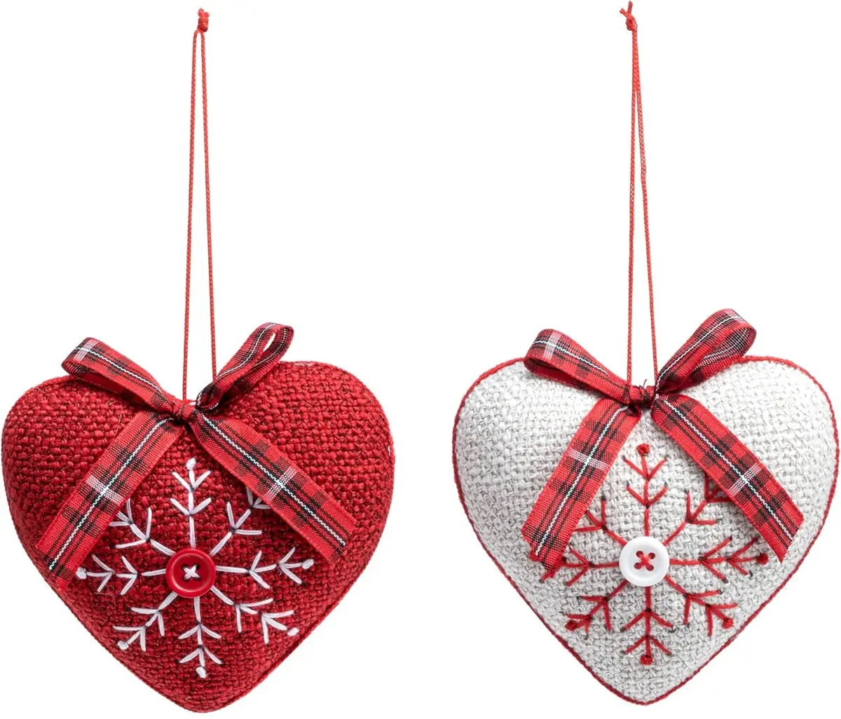 3.5" Holly Lodge Fabric Heart Shaped Ornament 1