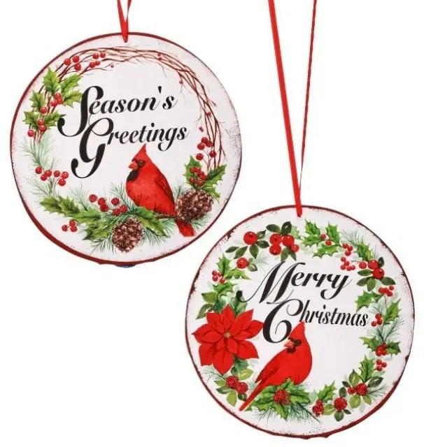 5" Round Mdf Cardinal Sentiment Ornament 1