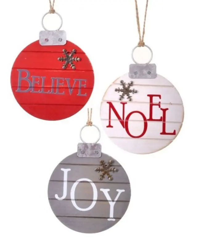 5" Joy/Noel/Believe Word Ornament 1
