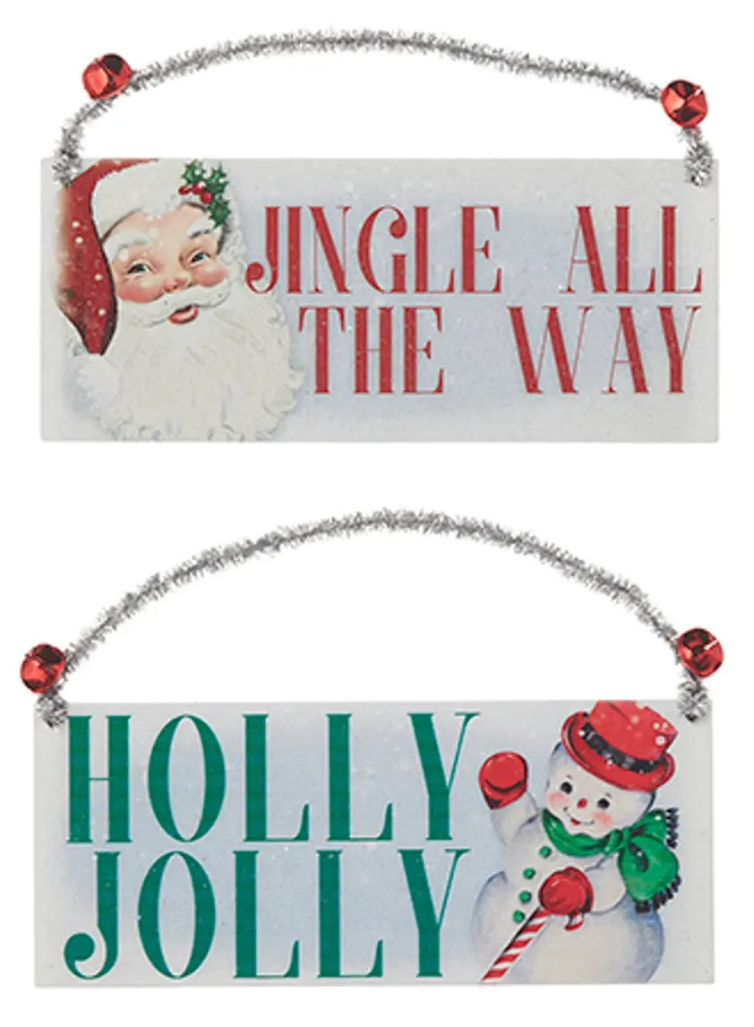 8" Vintage Christmas Art Ornament Sign 1