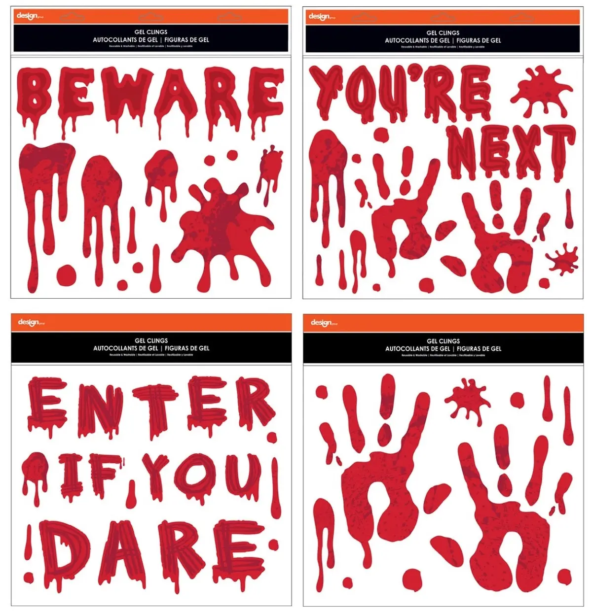 Halloween 11.5”X 12” Bloody Gel Clings 1