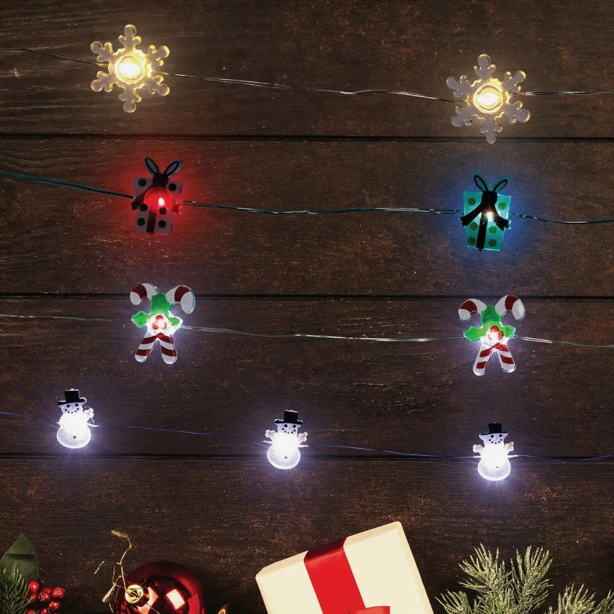Set Of 10 Christmas Icon Led String Lights 1