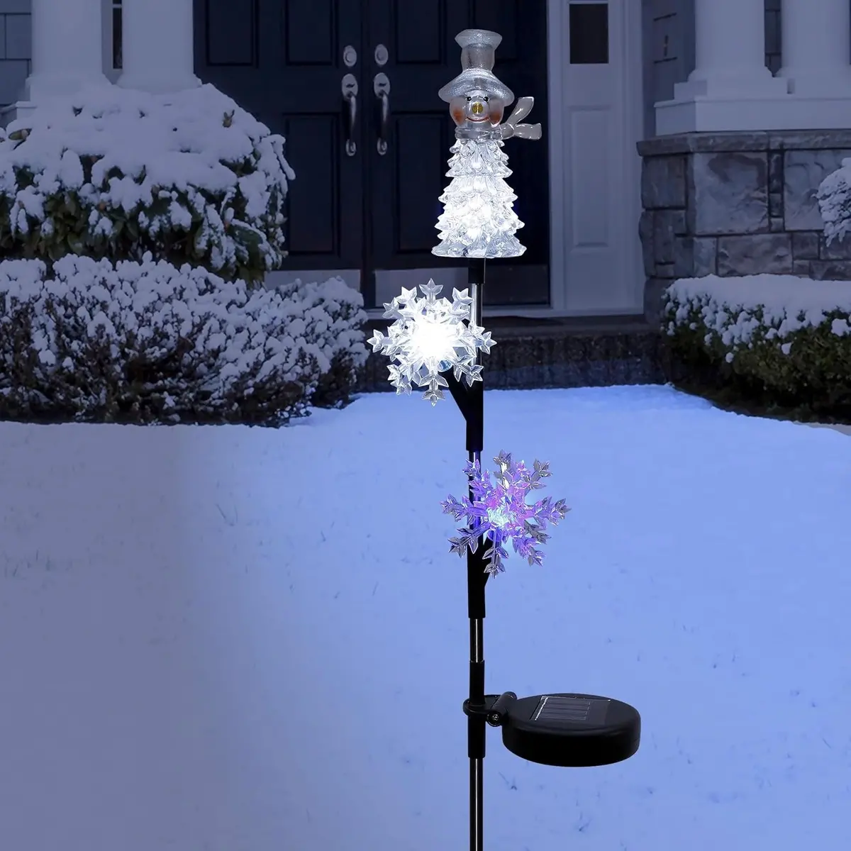 Snowman & Snowflake Solar Garden Stake 1
