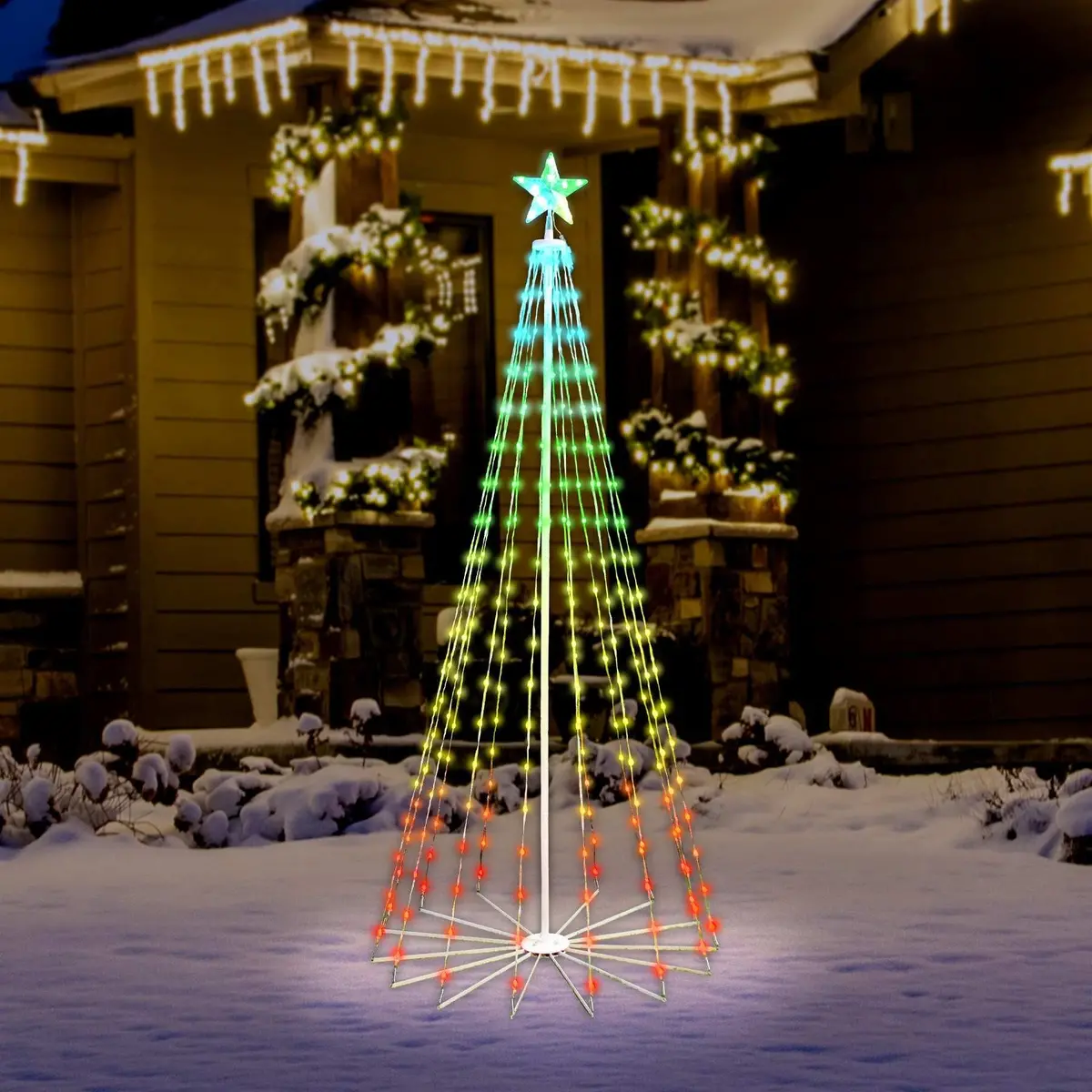 6' Rgb Straight Frame Remote-Controlled Led Dancing Tree Decoration 1