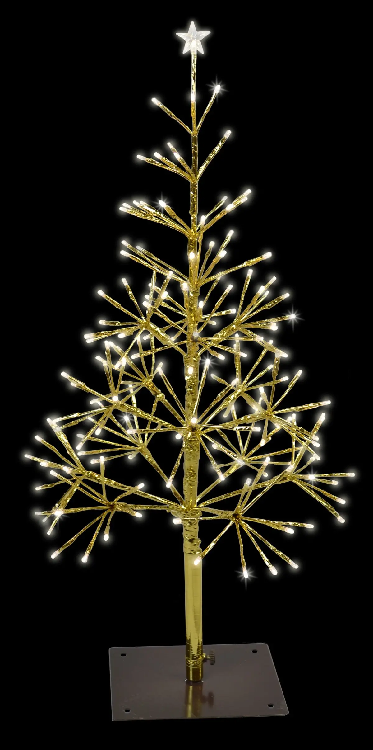 2.5' Shimmering Gold Tree With Warm White Twinkle Led Lights 1