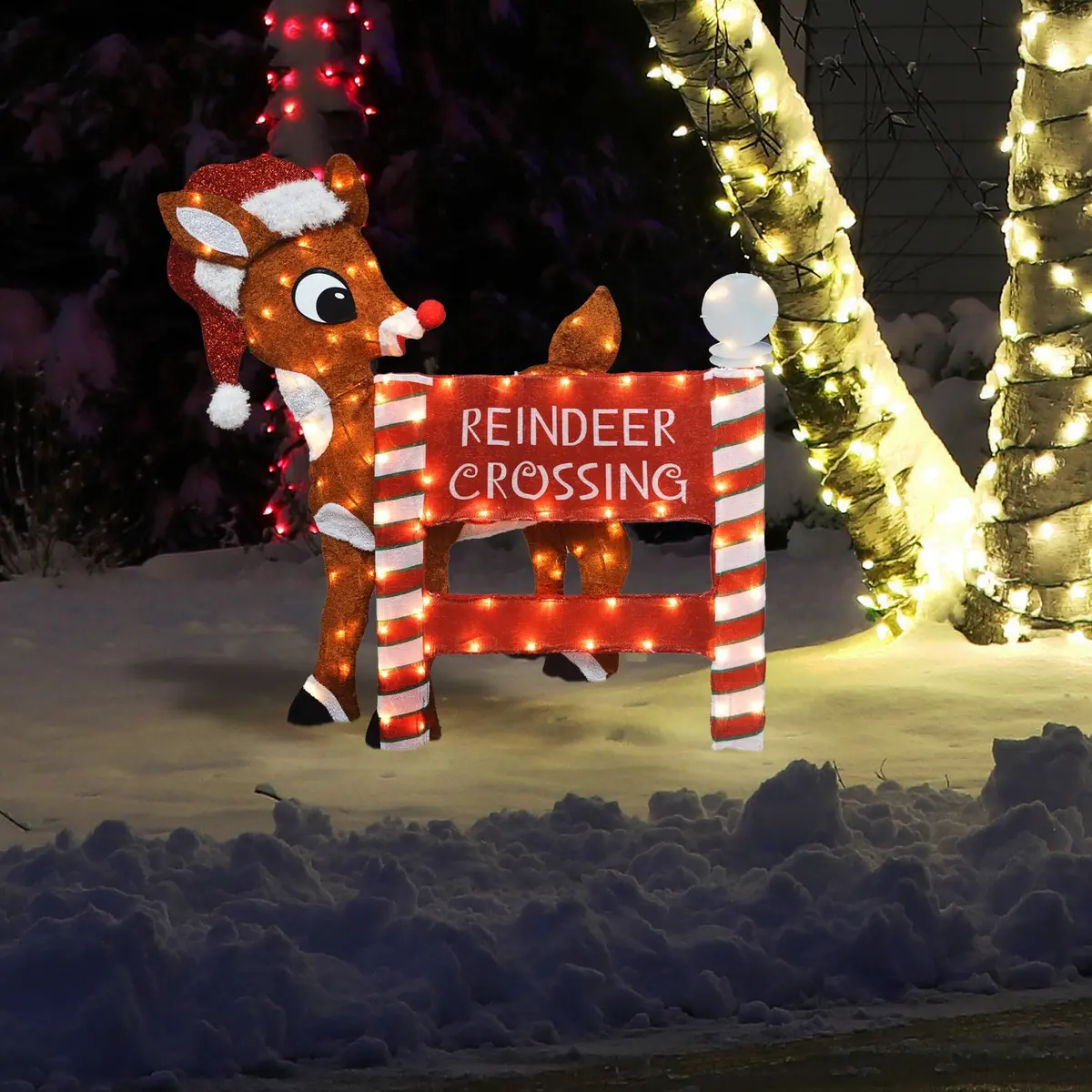 36" Led Rudolph Reindeer Crossing Yard Art Decoration 2