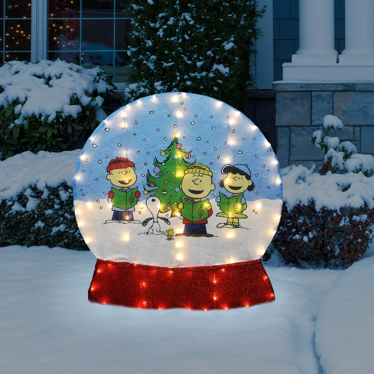 2D Peanuts® Caroling Scene Led Snow Globe Yard Decoration 1
