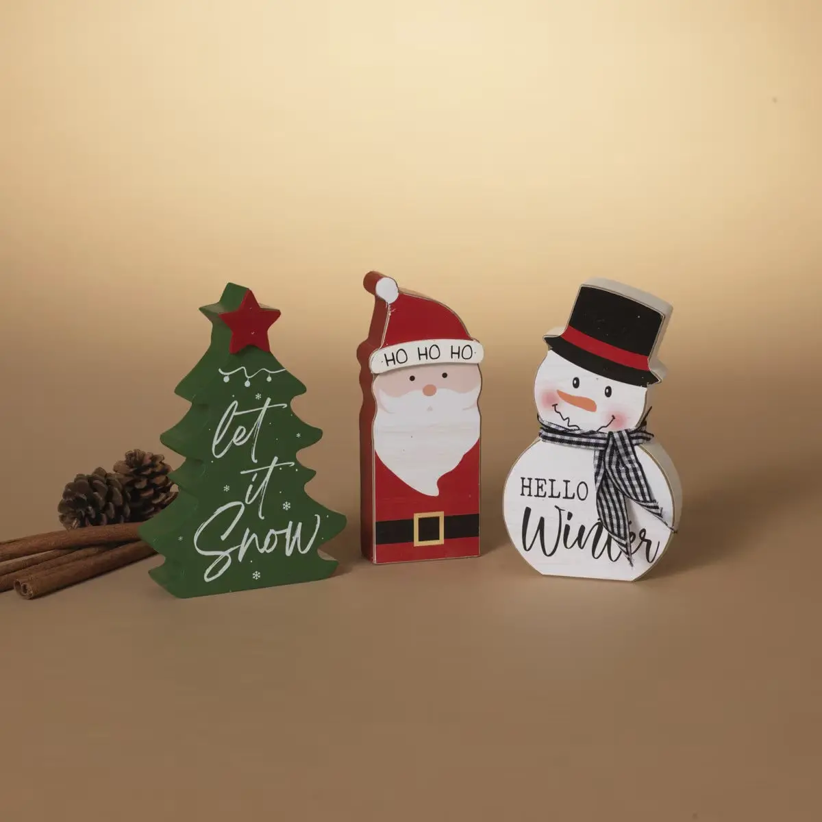 5.5" Classic Christmas Wooden Shelf Sitter Decoration 2