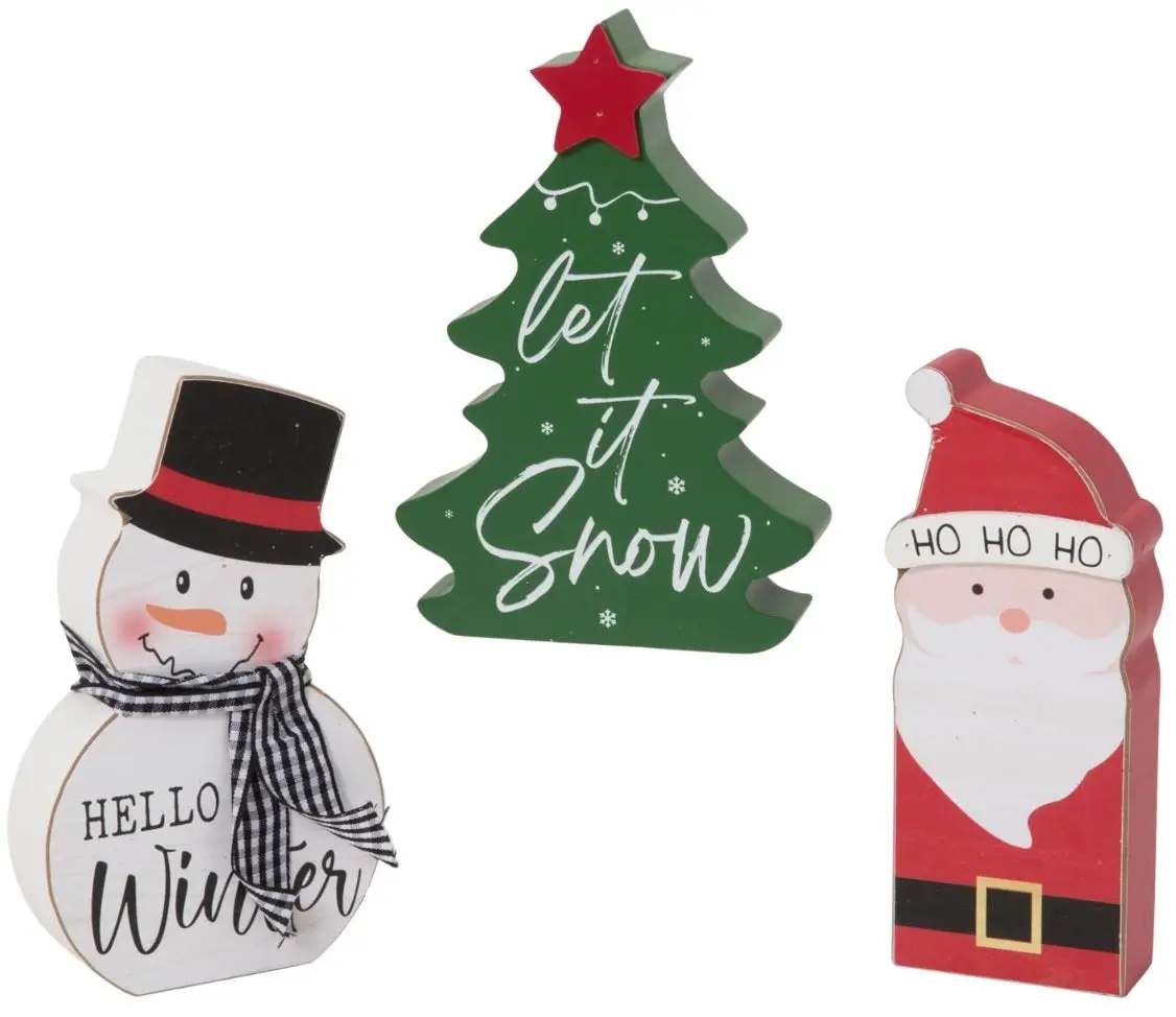 5.5" Classic Christmas Wooden Shelf Sitter Decoration 1