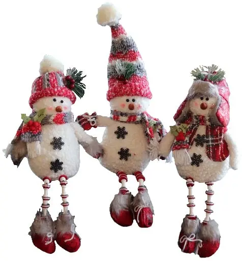 14" Plush Holiday Snowman Sitting Figurine 1