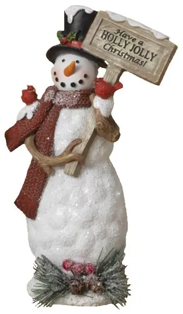 7.8" Resin Snowman Figurine Holding Holiday Sign 2