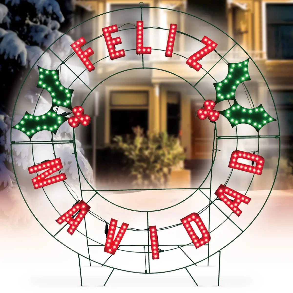 40" Feliz Navidad Led Yard Wreath 2
