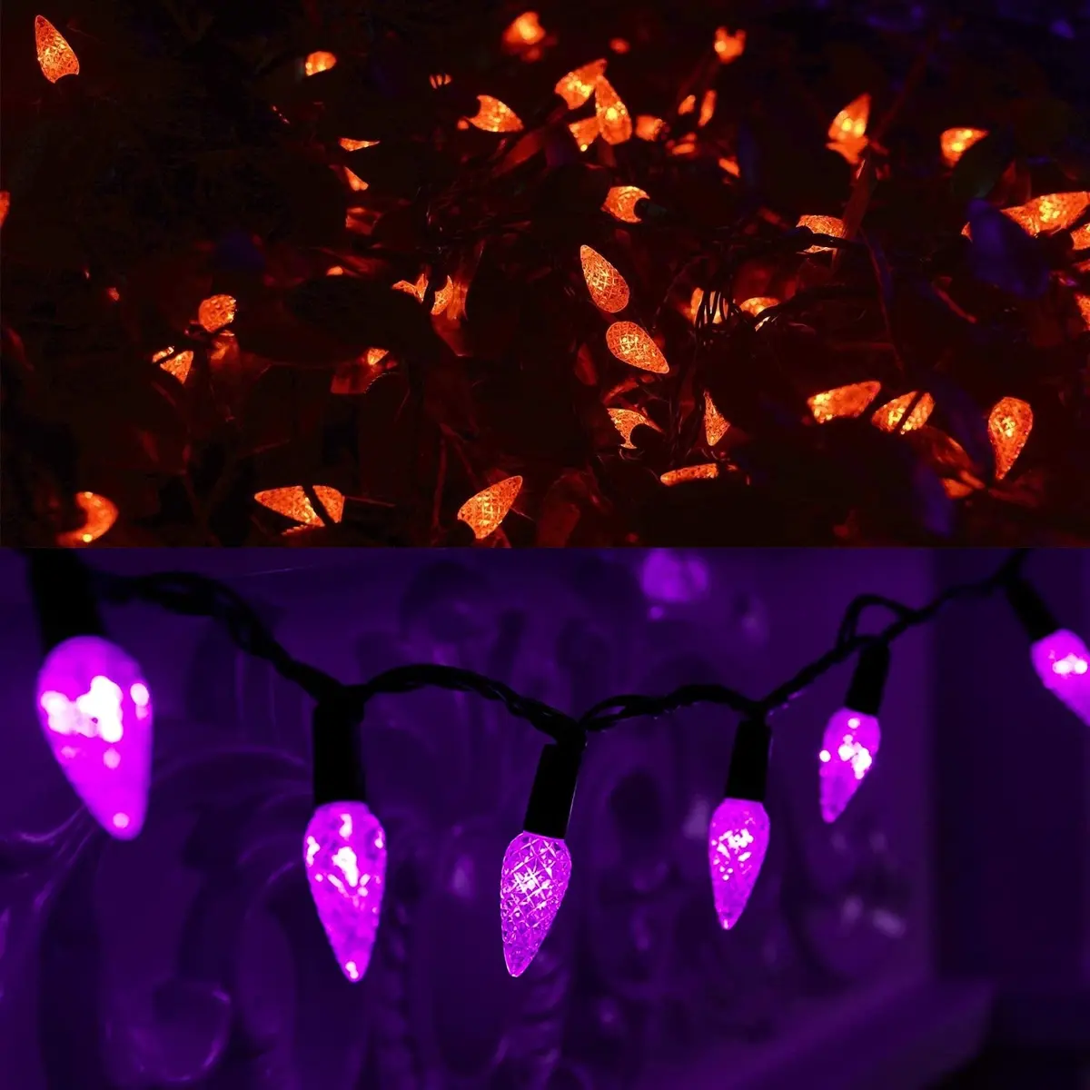 Set Of 35 Led C6 Lights On Black Wire - Halloween Series 1