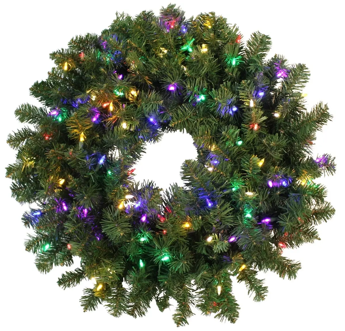 30" Tiffany Christmas Wreath Pre-Lit With 100 Multi-Colored Led Lights 1