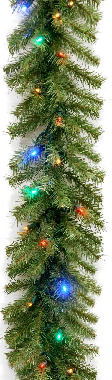 9' Tiffany Christmas Garland Pre-Lit With 50 Multi-Colored Led Lights 1