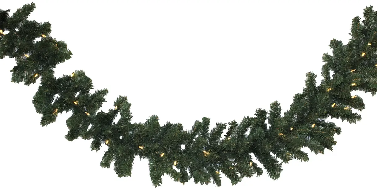 9' Tiffany Christmas Garland Pre-Lit With 50 Warm White Lights 2