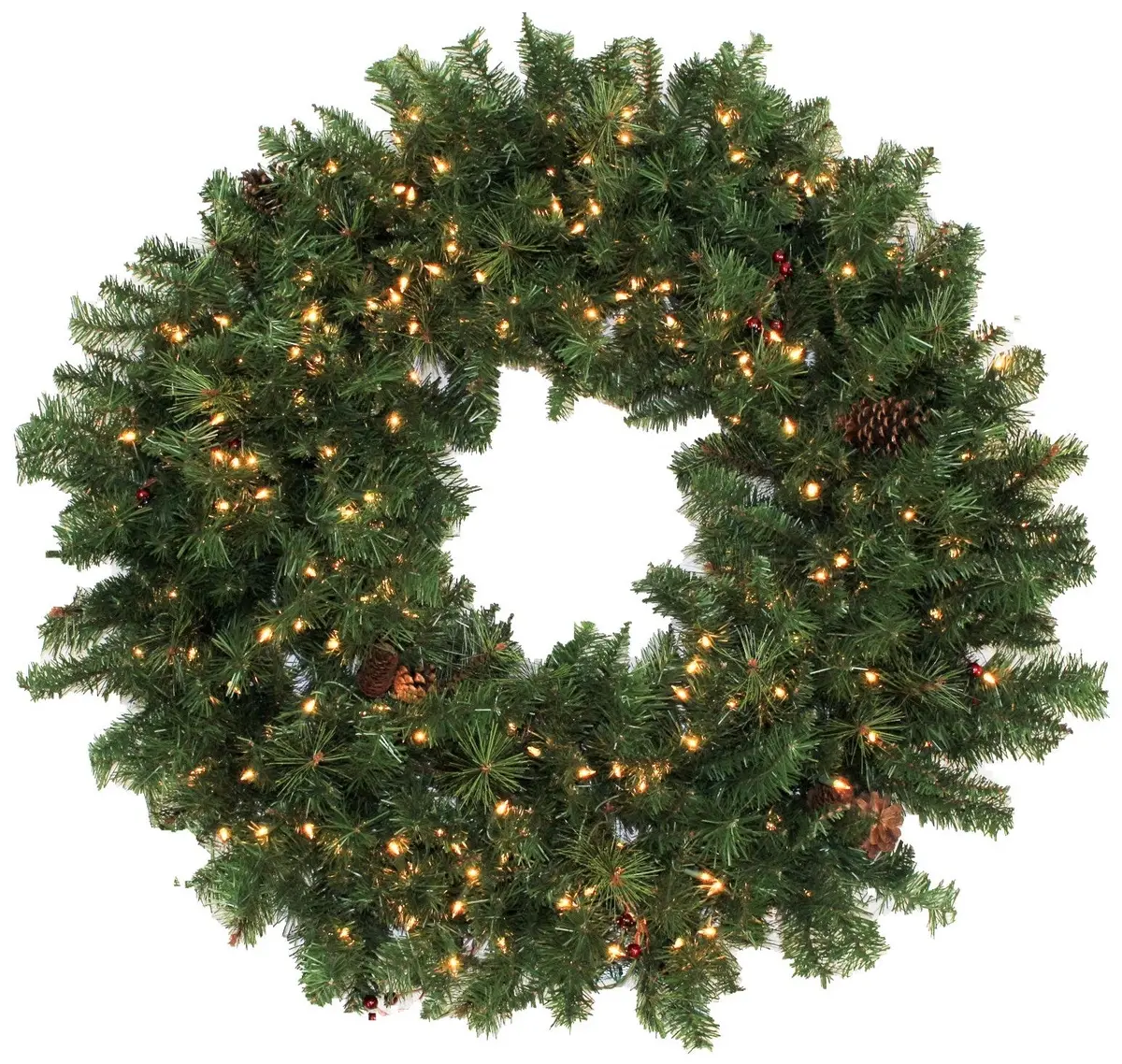 Pre-Lit Wreath With Pine Cones And Berries 1