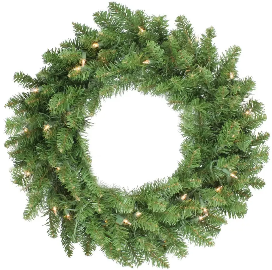 24" Canadian Pine Pre-Lit Artificial Christmas Wreath 2
