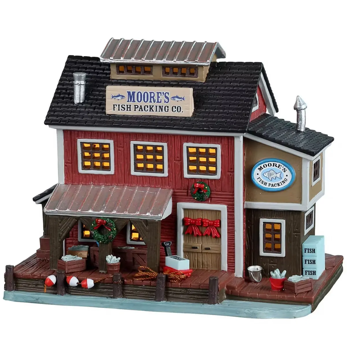 Lemax Plymouth Corners Lighted Building: Moore's Fish Packing Co. #25910 1