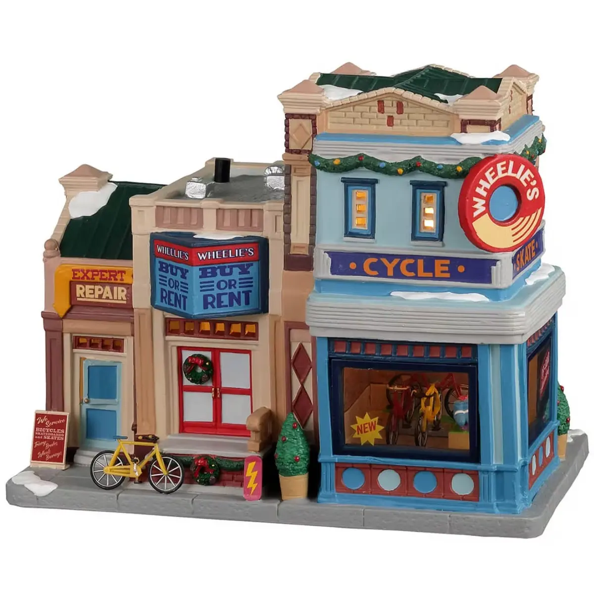 Lemax Caddington Village Lighted Building: Wheelie’S Cycle And Skate Shop #25891 1