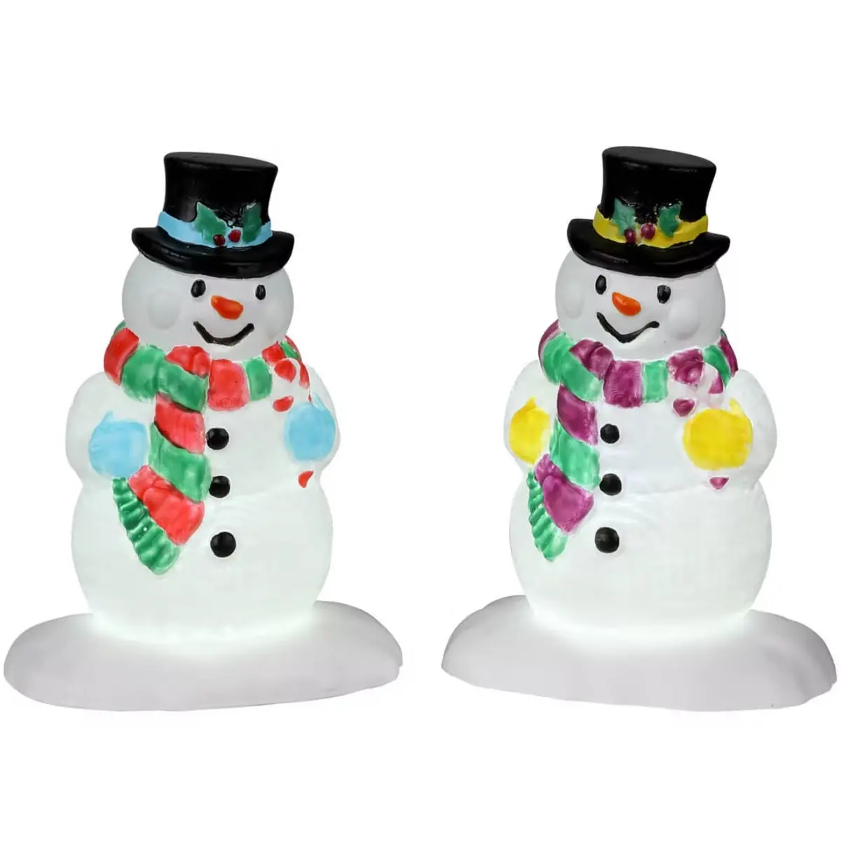 Lemax Santa's Wonderland Accessories: Holly Hat Snowman, Set Of 2 #24965 1