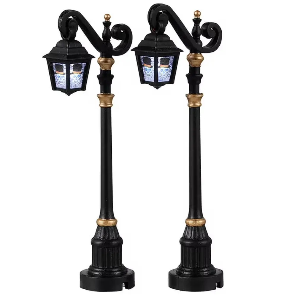 Lemax Spooky Town Skeleton Deco Lamp, Set Of 2 #24987 1