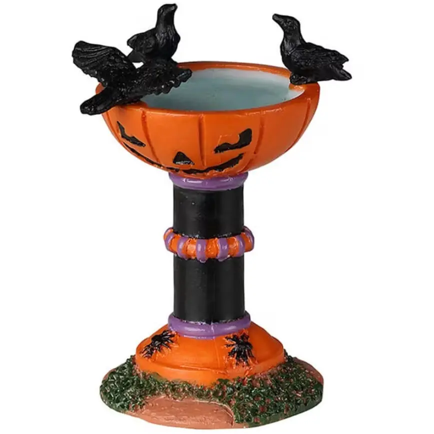 Lemax Spooky Town Jack-O-Lantern Birdbath #24943 1