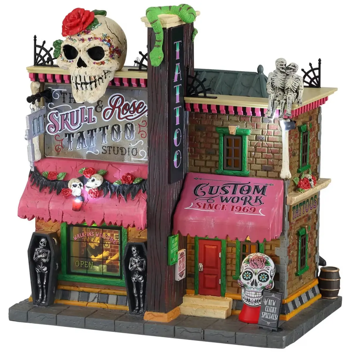 Lemax Spooky Town The Skull And Rose Tattoo Studio #15751 1