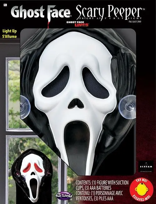 12" Ghost Face® Light Up Scary Peeper Window Decoration 1