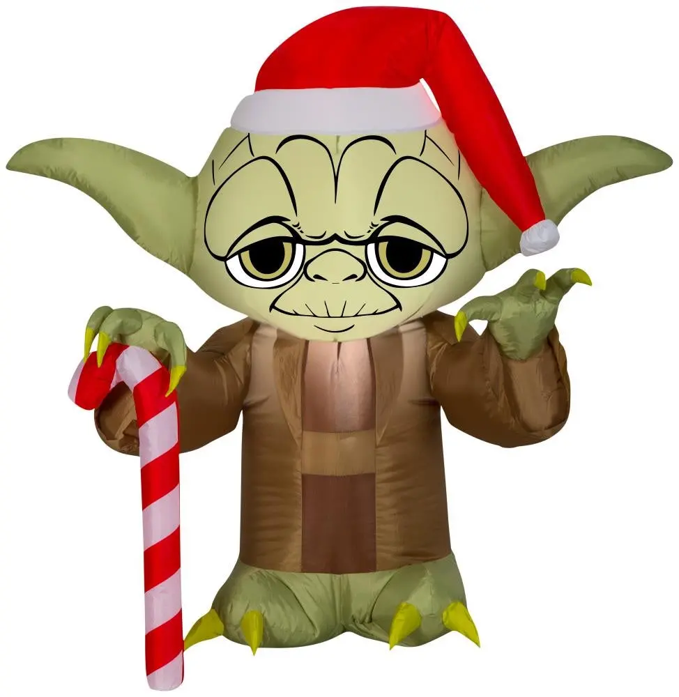 3' Airblown® Yoda With Santa Hat Star Wars Christmas Inflatable 1