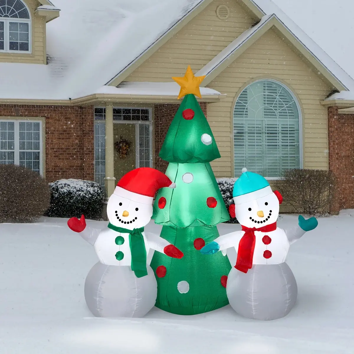 5' Airblown® Snowman Pair With Tree Outdoor Winter Inflatable 1